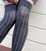 Grey Vertical Striped Over the Knee Socks (OTK)