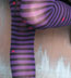 Scolar Japanese Stockings - Purple & Black Striped Tights