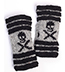 Wool Arm Warmers with Skulls and Stripes - Gray