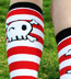 Sock It To Me Pirates Skull Striped Cotton Knee High Socks