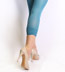 Scrunched Bottom Fashion Leggings in Beige or Blue