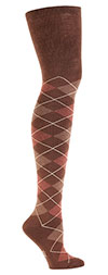 Argyle Over the Knee Socks-Brown and Tan