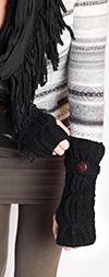 Knit Arm Warmers with Thumb Hole - BLACK