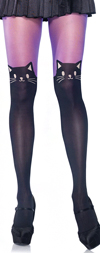 Black Cat Tights with Purple Top