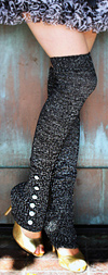 Black and Silver Extra Long Leg Warmers with Rhinestones Black / Silver