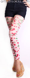 Cherry Print Footless Tights by Celeste Stein