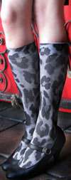 Celeste Stein Black Cheetah and Denim Print Knee High Stockings