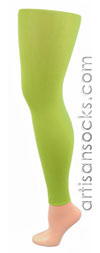 Celeste Stein Apple Green Lycra Solid Color Leggings / Footless Tights