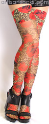 Vintage Roses and Leopard Print Thigh High Stockings by Celeste Stein