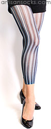Blue and Black Striped Footless Tights by Celeste Stein