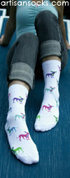 K. Bell White / Rainbow Chihuahuas Crew Socks