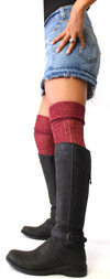 Shimmery Loose Knit Over The Knee-Wine