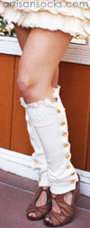 Grace and Lace Miss Molly Button Down Leg Warmers - Crème