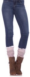 Gray Crochet Knit Boot Socks with Lace Ruffles