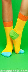 Happy Socks Four Color Yellow Block-Color Cotton Crew Socks