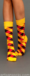 Happy Socks Orange Multi Color Argyle Crew Socks