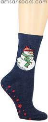 Holiday Socks - Snowman and Snowflakes Non Slip Socks