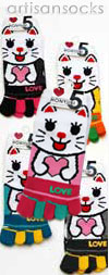Japanese Love Kitty Footies - Animal Toe Socks