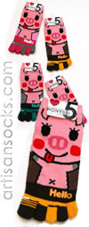 Japanese Hello Piggy Footies - Animal Toe Socks