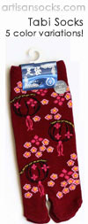 Japanese Cherry Blossom and Lantern Footies -  Japanese Tabi Socks
