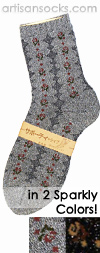 Japanese Snug Fit Metallic Vertical Flower Print Anklet / Ankle Socks
