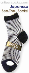 Japanese Transparent Silk Striped Ankle Length Silk Stockings
