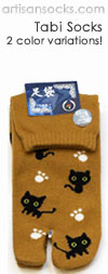 Japanese Paws and Cats Ankle Socks -  Japanese Tabi Socks  in two colors