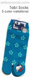 Japanese Cats and Flowers Footies - 3 color choice Japanese Tabi Socks