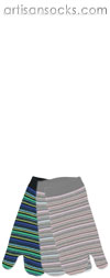Blue and Green Striped Flip Flop Sock / Tabi Socks