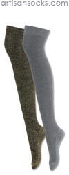 K. Bell Black / Gold Flat Knit Metallic Over The Knee Socks (OTK)