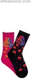 K. Bell Kindred Spirits Fuchsia Cotton Crew Socks (Calf Socks)