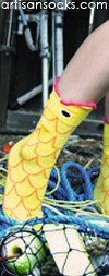 K. Bell Big Mouth Goldfish Crew - Orange Novelty Crew Socks (Calf Socks)