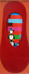 K. Bell Sock Cards - Socks With Thoughts - Penguin Holiday Card - Red Socks