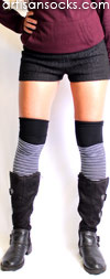 Soft and Dreamy Monochrome Striped OTK Over The Knee Socks