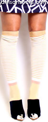 Striped Over the Knee Socks with Gold, White, Honey, and Peach