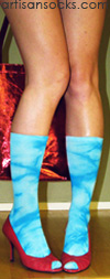 K. Bell Tie Dye Sock Crew - Turquoise Cotton Crew Socks (Calf Socks)