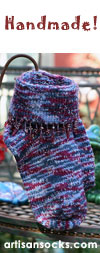 Landfair Originals Hand Made Knit Wool Striped Ankle Socks - Magenta