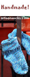 Landfair Originals Hand Made Knit Wool Striped Ankle Socks - Blue
