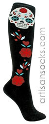 Loungefly SUGAR SKULL - FLOWER Novelty Cotton Knee High Knee Socks