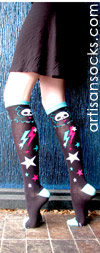 Loungefly SKELANIMALS DIEGO W/BOLTS Novelty Cotton Knee High Knee Socks