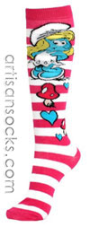 Loungefly SMURFETTE PINK STRIPED Cotton Knee High Knee Socks