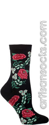 Ozone Bloomers Womens Crew Black with Flowers