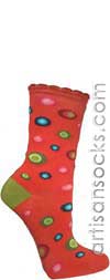 Ozone DOTS IN DOTS RED Dotted Cotton Short Crew Socks