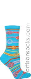 Ozone Outerspace Turquoise Geometric Print Cotton Crew Socks