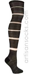 Sheer Stripe Over the Knee Socks - Black