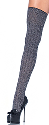 Rib Knit Thigh Highs in Heather Gray