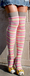 RocknSocks Light Pink Multicolor Striped Over the Knee Socks - OTK