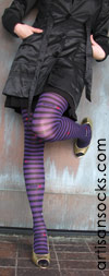 Scolar Japanese Stockings - Purple and Black Striped Tights