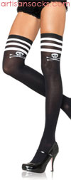 Thigh High Sexy Stockings with Skulls and Stripes