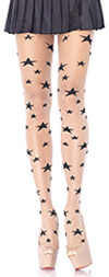 Sheer Pantyhose with Woven Black Stars